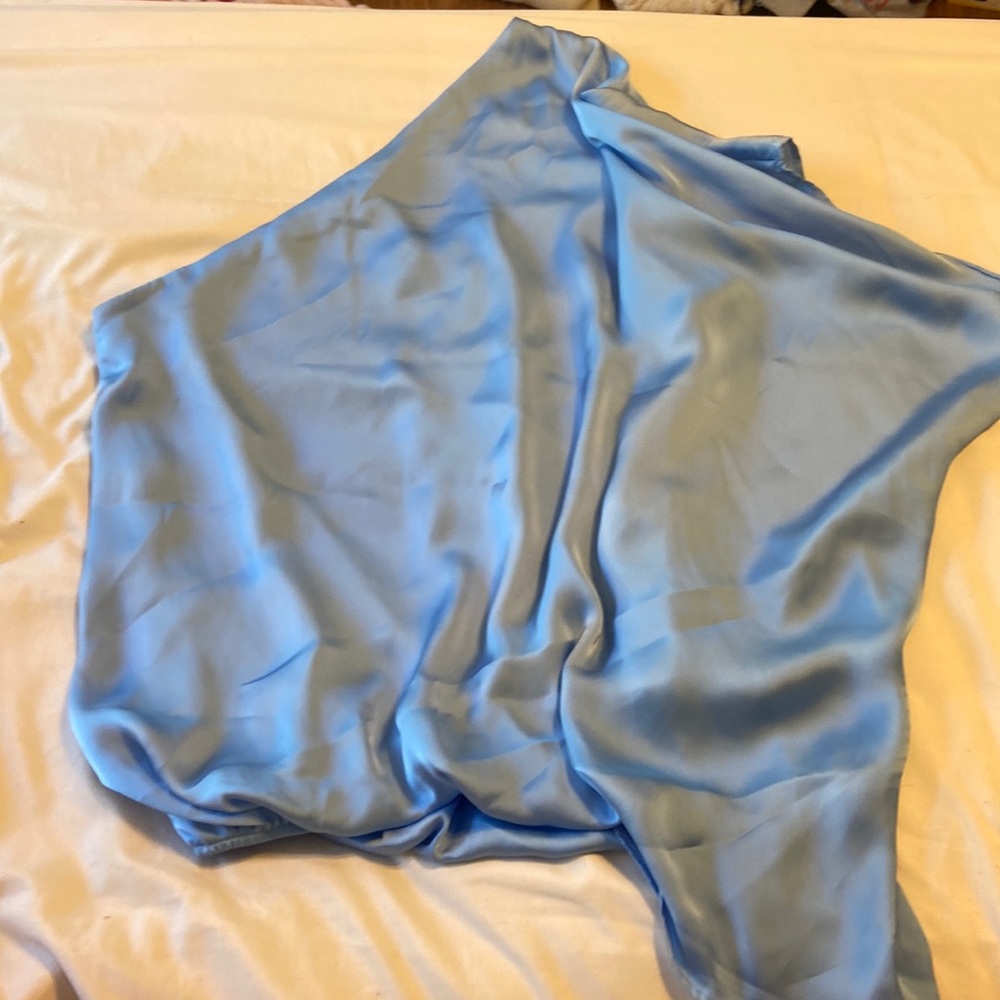 One Shoulder Satin Blue Top XS